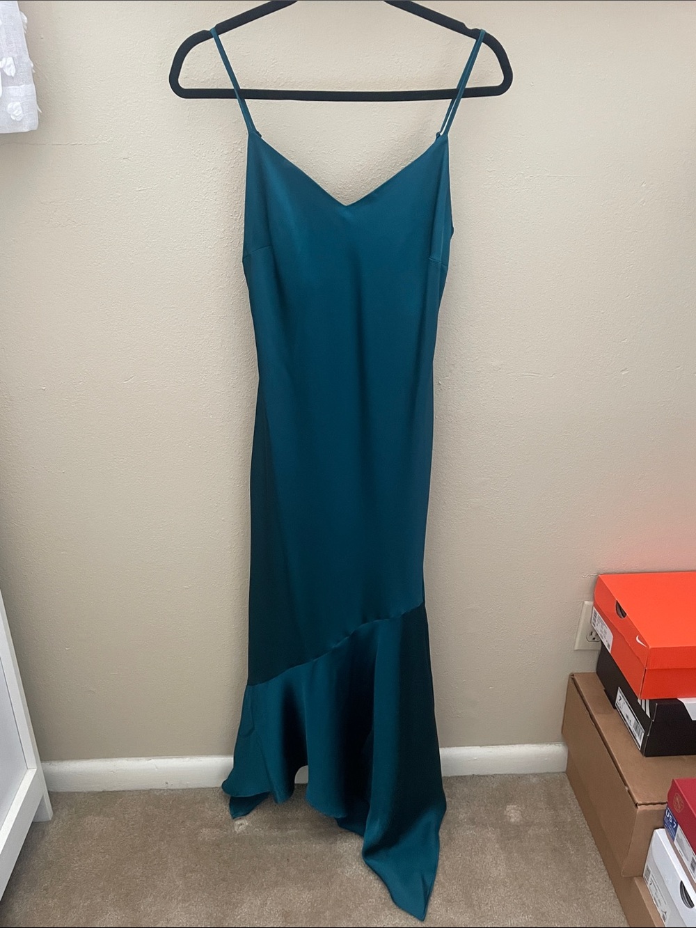 STEVE MADDEN Teal Satin Asymmetrical Dress